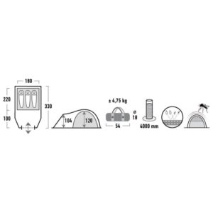 Tent High Peak Talos 3 dark gray 11505 - Image 9